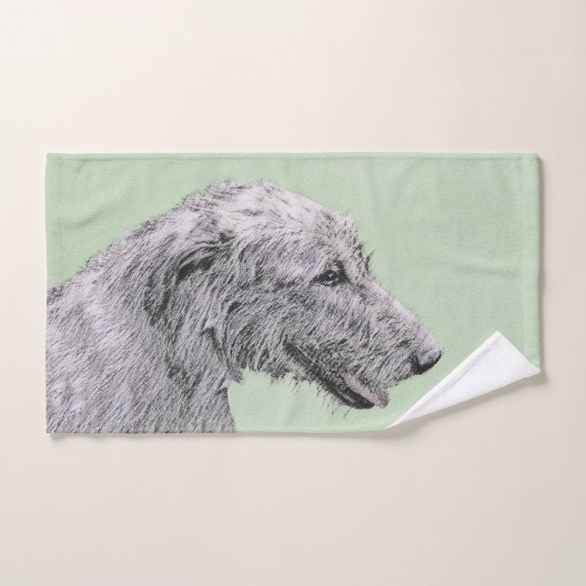 Irish Wolfhound Painting - Niedliche Original Dog  Badhandtuch Set (Handtuch)