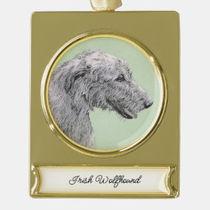 Irish Wolfhound Painting - Niedliche Original Dog  Banner-Ornament Gold