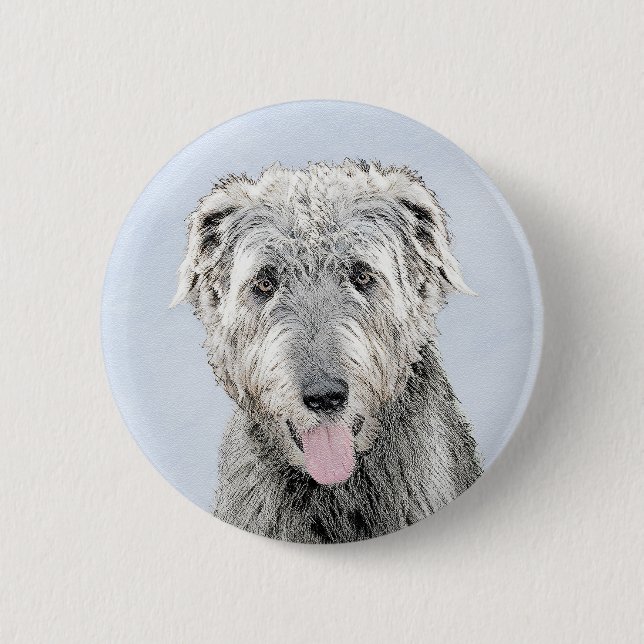 Irish Wolfhound Painting - Niedliche Original Dog  Button (Vorderseite)