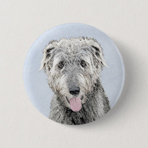 Irish Wolfhound Painting - Niedliche Original Dog Button