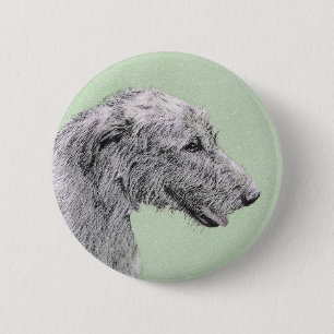 Irish Wolfhound Painting - Niedliche Original Dog Button
