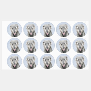 Irish Wolfhound Painting - Niedliche Original Dog Etiketten