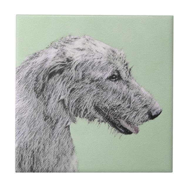 Irish Wolfhound Painting - Niedliche Original Dog  Fliese (Vorderseite)