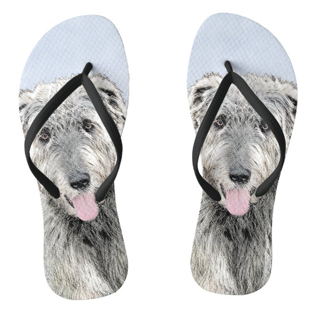 Irish Wolfhound Painting - Niedliche Original Dog  Flip Flops (Fußbett)