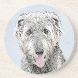 Irish Wolfhound Painting - Niedliche Original Dog  Getränkeuntersetzer