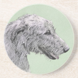 Irish Wolfhound Painting - Niedliche Original Dog  Getränkeuntersetzer