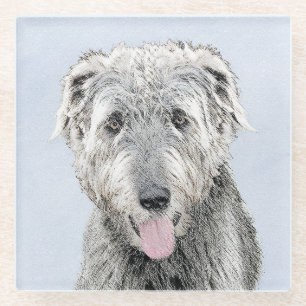 Irish Wolfhound Painting - Niedliche Original Dog Glasuntersetzer