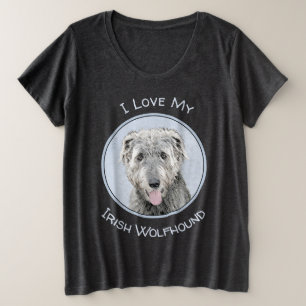 Irish Wolfhound Painting - Niedliche Original Dog  Große Größe T-Shirt