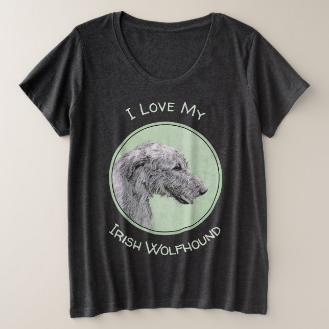 Irish Wolfhound Painting - Niedliche Original Dog  Große Größe T-Shirt (Design vorne)
