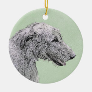 Irish Wolfhound Painting - Niedliche Original Dog Keramik Ornament