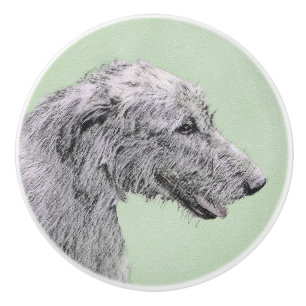Irish Wolfhound Painting - Niedliche Original Dog Keramikknauf