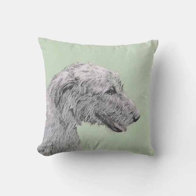 Irish Wolfhound Painting - Niedliche Original Dog  Kissen (Vorderseite)