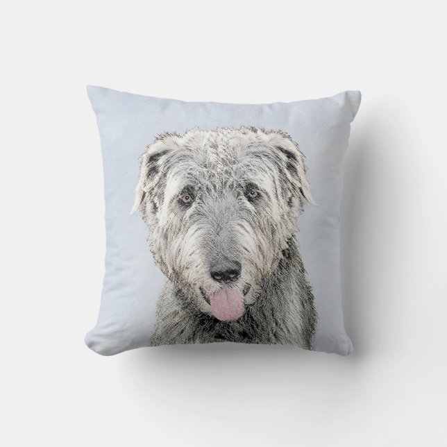 Irish Wolfhound Painting - Niedliche Original Dog  Kissen (Vorderseite)