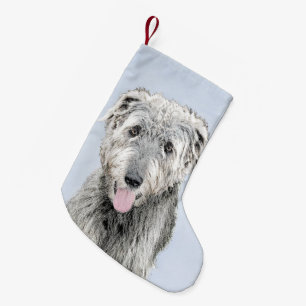 Irish Wolfhound Painting - Niedliche Original Dog Kleiner Weihnachtsstrumpf