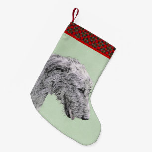 Irish Wolfhound Painting - Niedliche Original Dog Kleiner Weihnachtsstrumpf