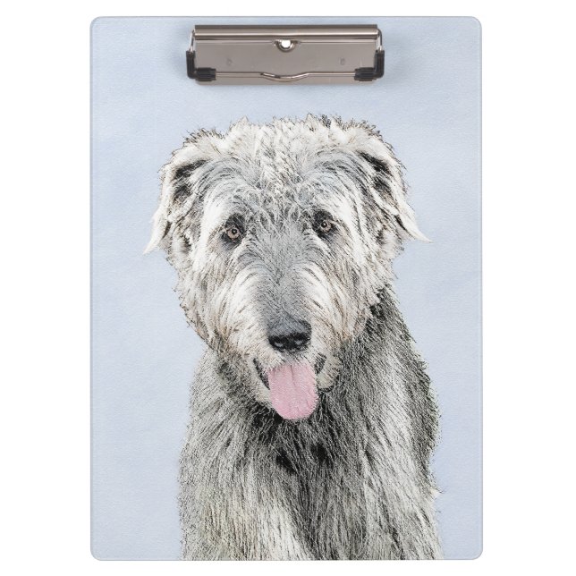 Irish Wolfhound Painting - Niedliche Original Dog  Klemmbrett (Vorderseite)