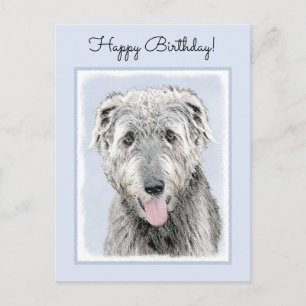 Irish Wolfhound Painting - Niedliche Original Dog  Postkarte