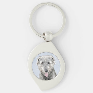 Irish Wolfhound Painting - Niedliche Original Dog Schlüsselanhänger