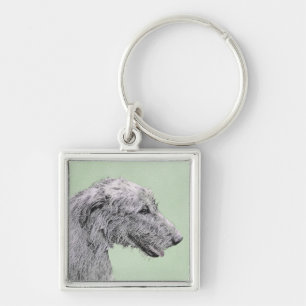 Irish Wolfhound Painting - Niedliche Original Dog Schlüsselanhänger