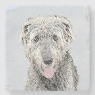 Irish Wolfhound Painting - Niedliche Original Dog  Steinuntersetzer