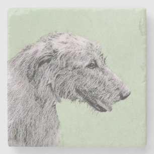 Irish Wolfhound Painting - Niedliche Original Dog Steinuntersetzer