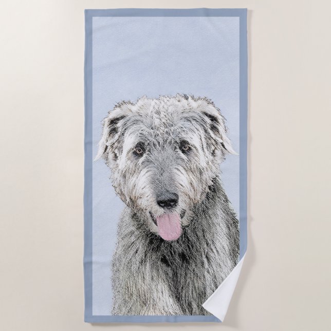 Irish Wolfhound Painting - Niedliche Original Dog  Strandtuch (Vorderseite)