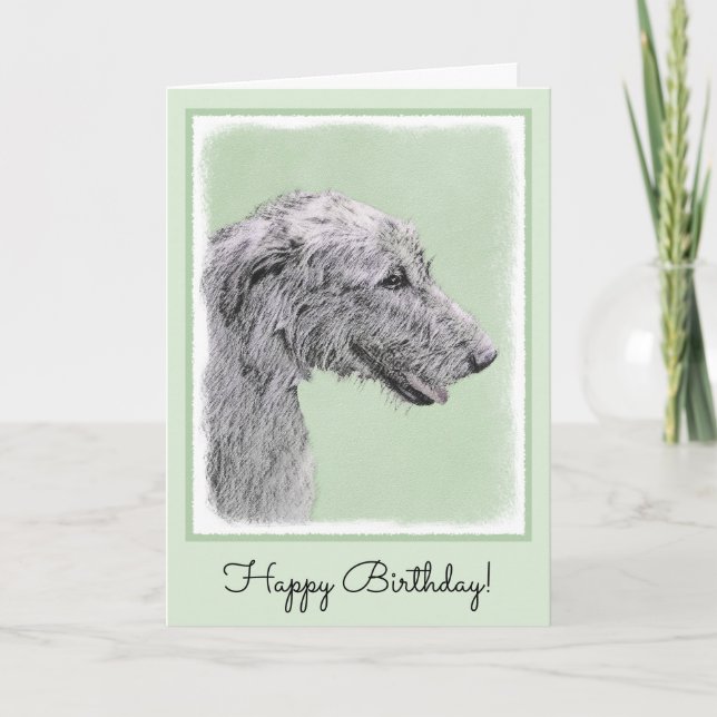Irish Wolfhound Painting - Niedliche Original Hund Karte (Vorderseite)