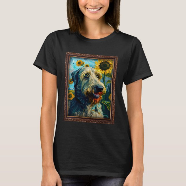 Irish Wolfhound Painting Sunflower Flower Mom Wome T-Shirt (Vorderseite)