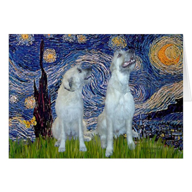 Irish Wolfhound Pair - Starry Night (Vorderseite (Horizontal))