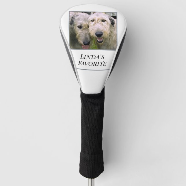 Irish Wolfhound Personalisiert Golf Headcover (Vorderseite)