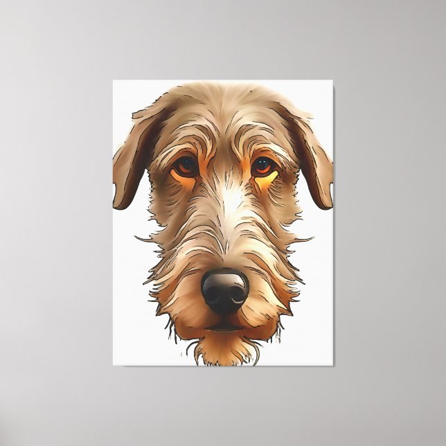 Irish Wolfhound Pet Portrait Black Kontur Art Leinwanddruck (Vorderseite)