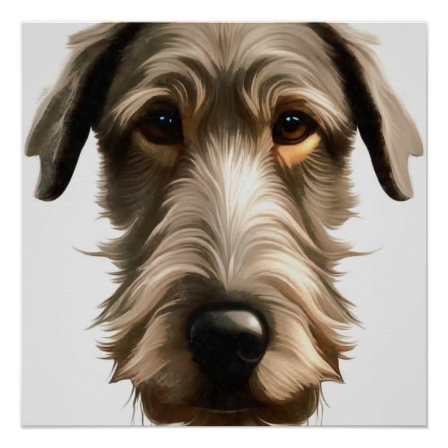 Irish Wolfhound Pet Portrait Painting Abgeschieden Poster (Vorderseite)