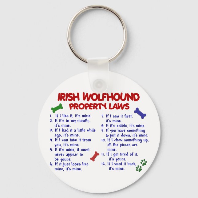 IRISH WOLFHOUND Property Laws 2 Schlüsselanhänger (Vorderseite)