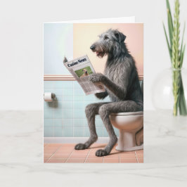 Irish Wolfhound Reading a Newspapier Karte