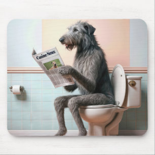 Irish Wolfhound Reading a Newspapier Mousepad
