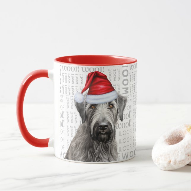 Irish Wolfhound Santa Dog Woof Background Tasse (Mit Donut)