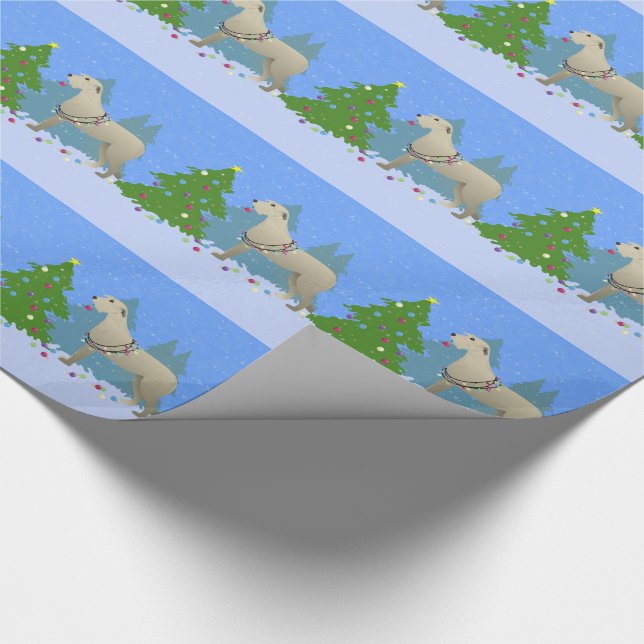 Irish Wolfhound schmückt einen Weihnachtsbaumwald Geschenkpapier (Ecke)