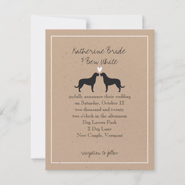 Irish Wolfhound Silhouetten Hochzeit Einladung (Vorderseite)