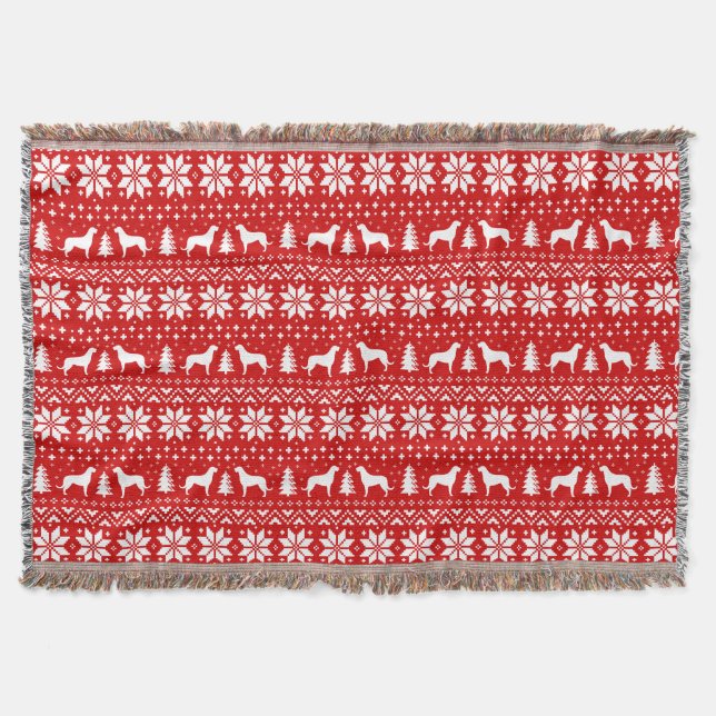 Irish Wolfhound Silhouetten Weihnachtsmuster Red Decke (Vorderseite)