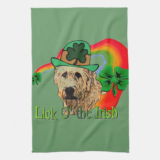 Irish Wolfhound St Patricks Geschirrtuch (Vertikal)
