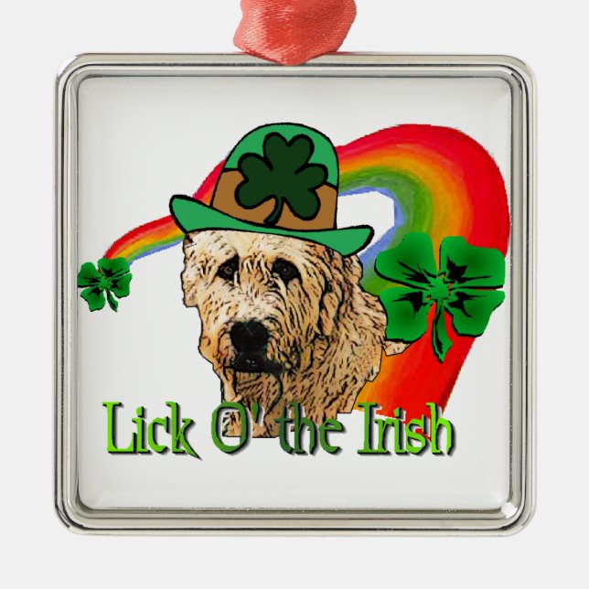 Irish Wolfhound St Patricks Ornament Aus Metall (Vorne)