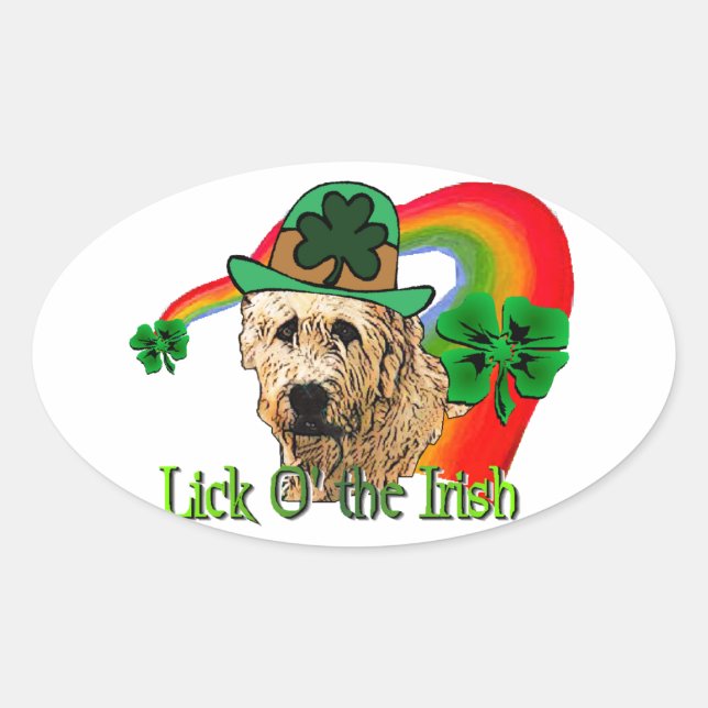 Irish Wolfhound St Patricks Ovaler Aufkleber (Vorderseite)