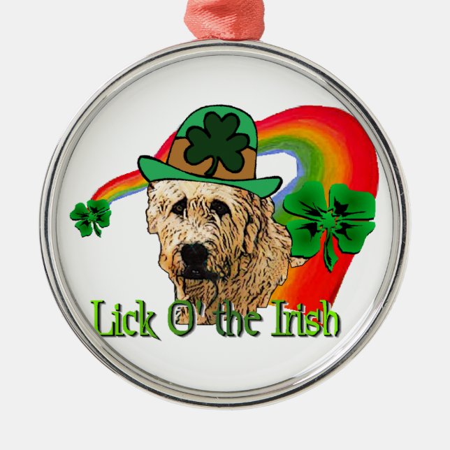 Irish Wolfhound St Patricks Silbernes Ornament (Vorne)