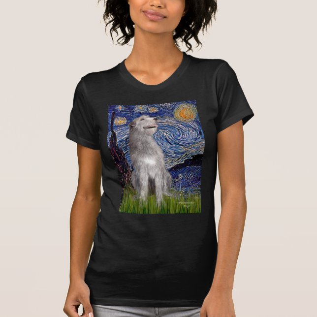Irish Wolfhound - Starry Night (Vert) T-Shirt (Vorderseite)