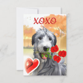 Irish Wolfhound Valentine Flat Greeting Card Karte