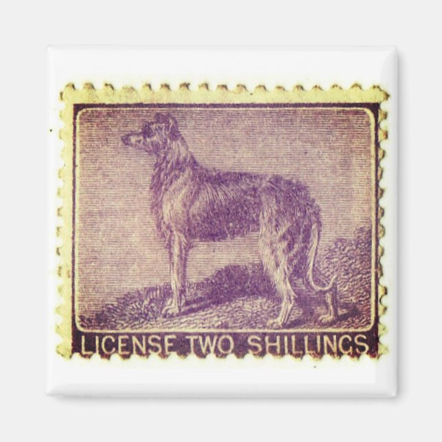 Irish Wolfhound Vintage Briefmarke Magnet (Vorne)