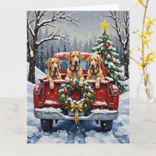 Irish Wolfhound Weihnachtsroter LKW Feiertagsgesch Karte