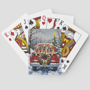 Irish Wolfhound Weihnachtsroter LKW Feiertagsgesch Spielkarten