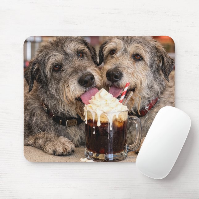 Irish Wolfhounds genießen eine Root Beer Float Mousepad (Mit Mouse)