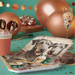 Irish Wolfhounds mit Eiscreme-Soda Pappteller